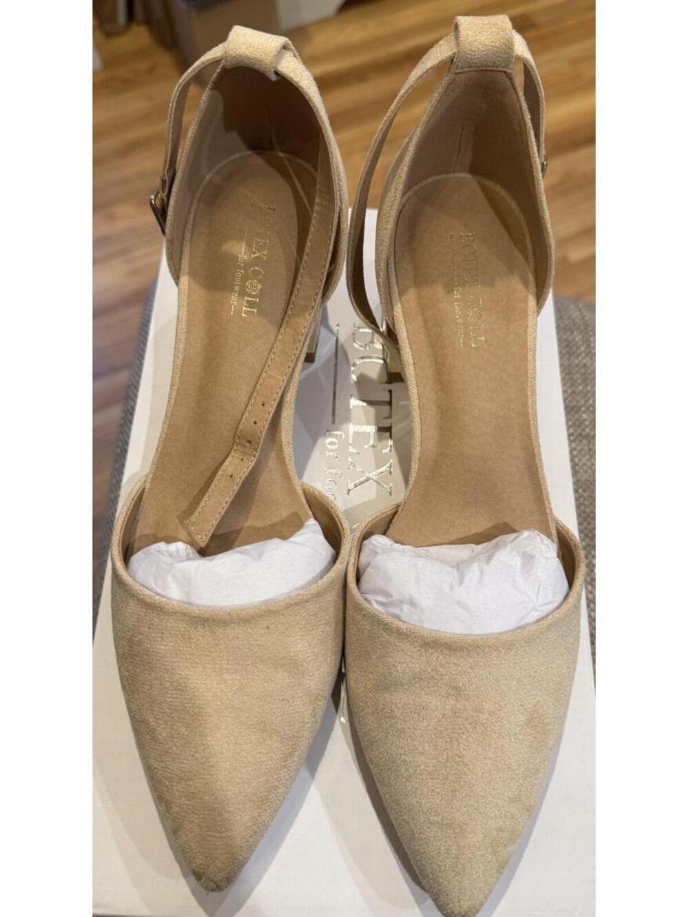 Womens BCTEX COLL Tan Suede Chunk Heel Ankle Strap Shoes 9M